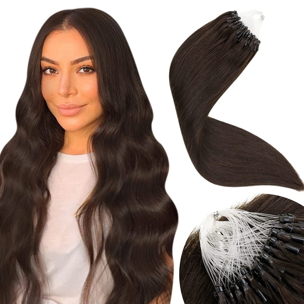 22" 100% Human Hair Microlink Extensions 50pcs 50g #2 Dark Brown